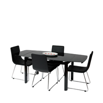 Vitcos Black Glass Dining Set with Black Chairs