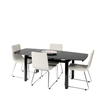 Wilkinson Furniture Vitcos Black Glass Dining Set with White Chairs