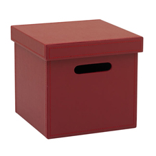 Faux Leather Storage Box Red X Small