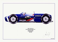 David Wilson- Lotus 18- Stirling Moss- signed by artist Measures 48cm x 32cm (19``x13``)