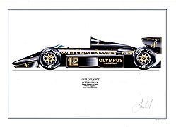 Wilson David Wilson- Lotus 97T- A.Senna- signed by artist Measures 48cm x 32cm (19``x13``)