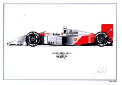 David Wilson- McLaren MP4/4- A.Senna- signed by artist Measures 48cm x 32cm (19``x13``)