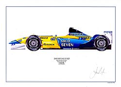 Wilson David Wilson- Renault R23- F.Alonso- signed by artist Measures 48cm x 32cm (19``x13``)