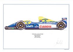 David Wilson- Williams FW14B- N.Mansell- signed by artist Measures 48cm x 32cm (19``x13``)