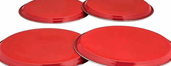 Wilson_Direct High Quality Hob Cover Set 4PC Stainless Steel Electric Cooker Oven Hobs Protector Burner Hob Ring Lid Set- choice of 6 Colours (Red)