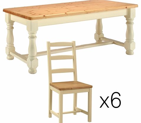 Winchester Painted 185cm Dining Table with 6