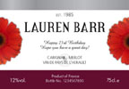 Personalised Red Wine with Floral Label Design