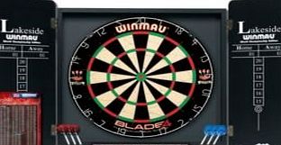Winmau Lakeside World Championship Edition Dart Set, Size: H60cm, W54cm, D8cm, Set includes a luxury black ash veneer effect cabinet with home and away scoring panels, 2 sets of deluxe darts featuring