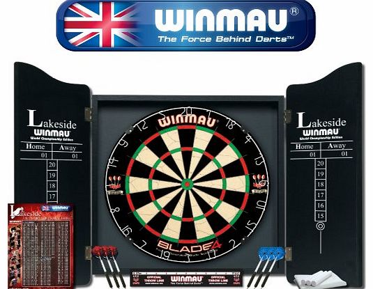 Professional Lakeside Dart Set - Comes With Blade 4 Dartboard, Darts and Cabinet