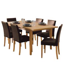 Winslow Beech Finish Dining Table and 6