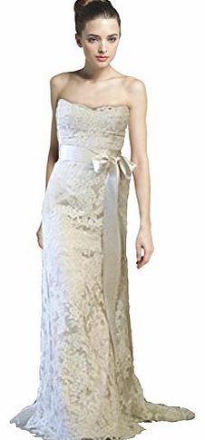 WitBuy Womens Strapless Mermaid A-line Lace Wedding Dress Bridal Gown