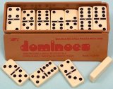 Dominoes- double six, plastic,black spots,spinners-00121