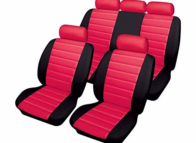 wlw  Deluxe Leather Look Red/Black Sport Styling Car Seat Covers