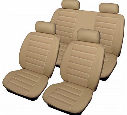 wlw  Leather Look Advanced Airbag Ready Beige/Cream Styling Car Seat Covers