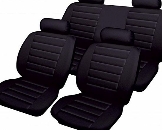 wlw  Leather Universal Fit Look Black Styling Car Seat Covers