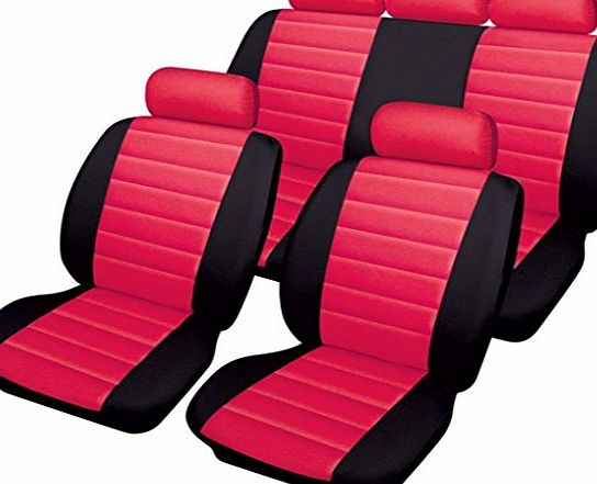 wlw  Luxury Leather Look Red/Black Styling Car Seat Covers