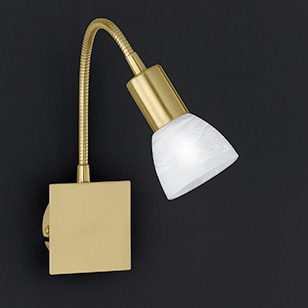 Wofi Lighting Angola Modern Brass Matt Wall Light With A Single Spotlight On A Flexible Arm