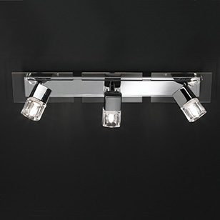 Bissau Modern Chrome And Glass Ceiling Light With Three Spotlights