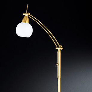 Wofi Lighting Bolton Modern Energy Saving Floor Lamp With A Coloured Brass Base And Glass Shade