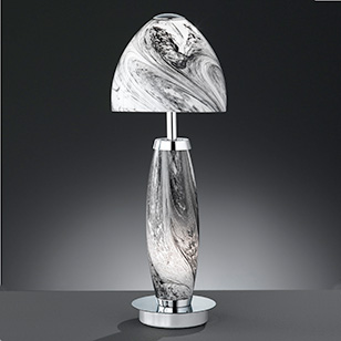 Wofi Lighting Denton Modern Chrome Table Light With A Marble Effect Glass Shade And Stem