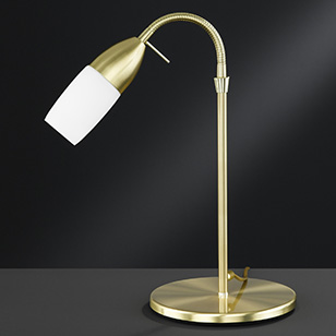 Wofi Lighting Energy Saving Table Lamp Traditional Brass-matt With White Opaque Glass Shade