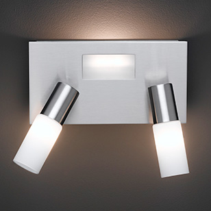 Wofi Lighting Jordan Energy Saving Nickel Wall Light With 2 Spots And A Recessed Light In The Back Plate
