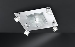 Wofi Lighting Laian Modern Chrome And Glass Square Ceiling Light With Four Spotlights