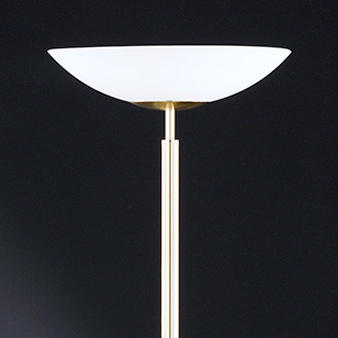 Wofi Lighting Mikkeli Modern Energy Saving Brass-matt Uplighter Floor Lamp With A White Glass Shade