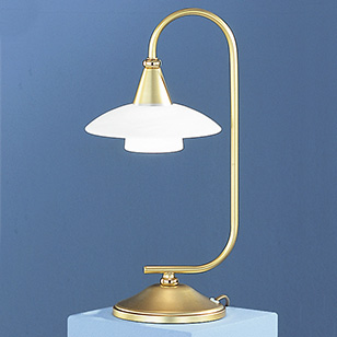 Wofi Lighting Pallas Brass Matt Table Lamp With A White Glass Shade