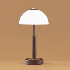 Wofi Lighting Pop Brown Table Lamp with White Shade