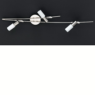 Wofi Lighting York Modern Low Energy Nickel Ceiling Light With 3 Spotlights With White Glass Shades