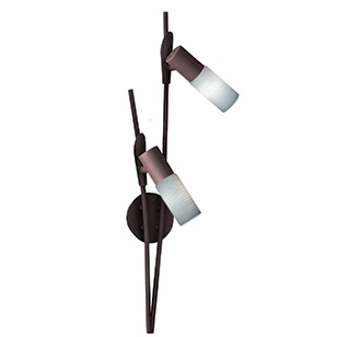 Wofi Lighting York Modern Low Energy Wall Light In A Brown Rust Effect Finish With White Glass Shades