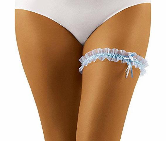 Womens Garter with Bow - Made in EU (Blue, One Size)