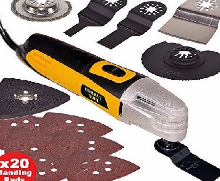 Wolf 260w Multi Function Oscillating Combat Tool With 27 Piece Accessory Kit Includes Cutting Discs, Blades, Sander Sheets