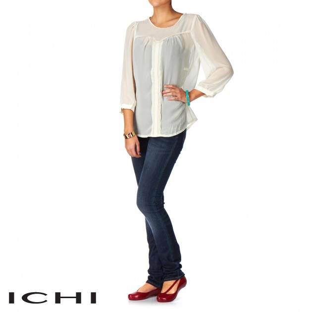 Ichi Sheer Blouse Top - White