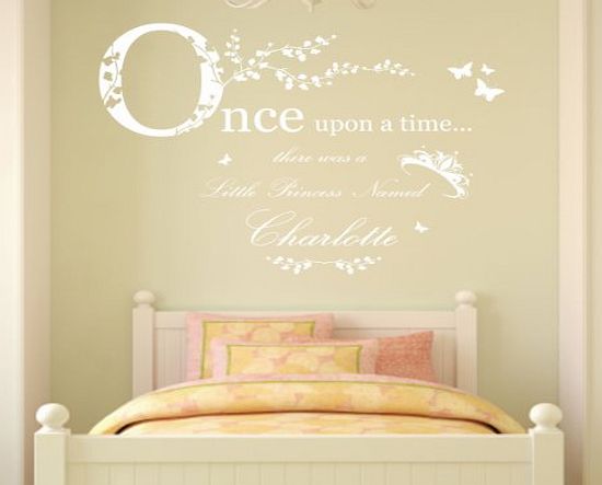 Once Upon a Time Personalised Name, Vinyl Wall Art Sticker Decal Mural, 100cm Bedroom, Playroom, Nursery, Kids: White