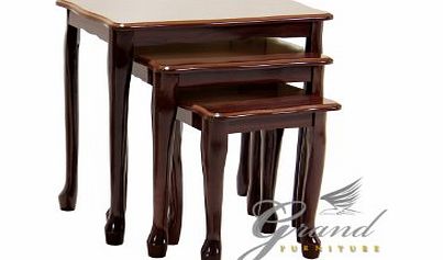 Wooden Furniture Robin Modern Mahogany High Gloss Wooden Nest of Tables Side Lamp Table Living Room Furniture