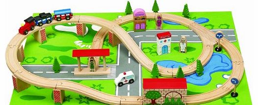 Wooden Toys Train Set (50 Pieces)