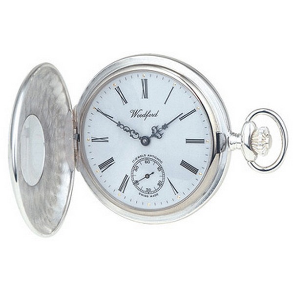 Woodford Sterling Silver Engine Turned Pocket Watch by