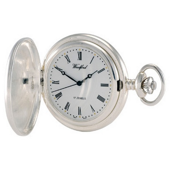 Woodford Sterling Silver Full Hunter Pocket Watch by