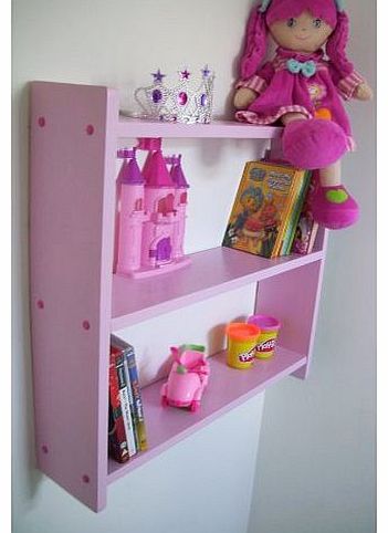 woodiquechic 60cm Childrens Shelves, Girls Pink Bedroom Shelves, Shelf, Bookcase, Toy Storage, DVD rack.