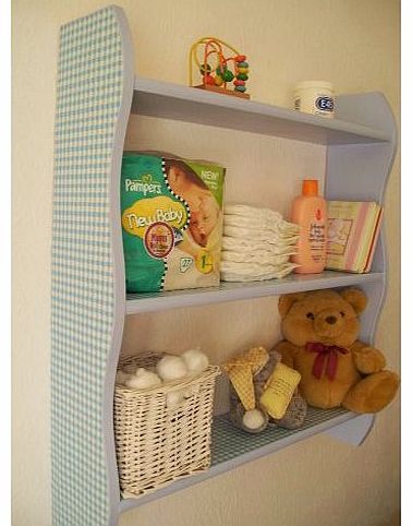 woodiquechic 70cm H Childrens Bedroom Blue Gingham Shelves, Shelf, Toy Storage, Bookcase, Kids Furniture.