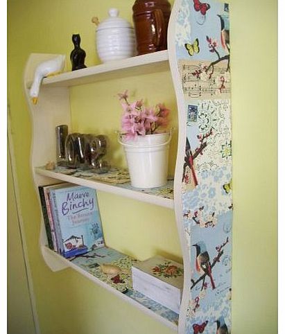 woodiquechic 70cm Vintage Plain Cream Songbird Kitchen Shelves, Bathroom Shelves, Bedroom Shelves, Shelf, Furniture, Bookcase