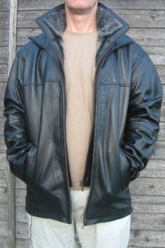 Fur Collar Leather Reefer Coat
