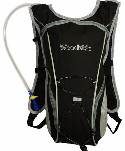 Woodside 2 Litre Hydration Pack Water Rucksack/Backpack/Cycling Bladder Bag Black
