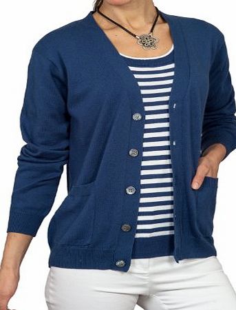 Woolovers Wool Ovens Womens Cashmere amp; Cotton V Neck Cardigan French Navy Extra Extra Large
