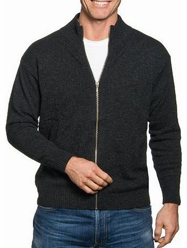 Woolovers Wool Overs Mens Lincoln Zipper Cardigan Charcoal Medium