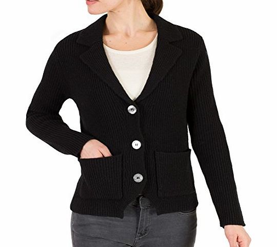 Woolovers Wool Overs Womens Lambswool Chunky Knitted Jacket Black Large