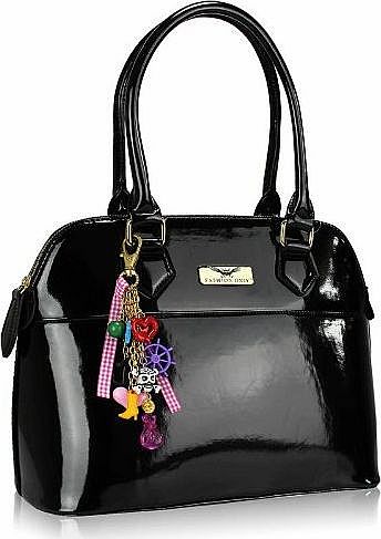 Ladiess Women Black Designer Tote Shoulder Bag Patent Shopper Handbag