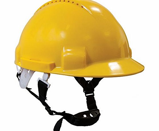 WW197 Scaffolders Climbers Climbing Safety Helmet Hard Hat With Chin Strap (Yellow)